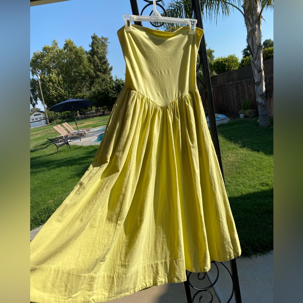 Free People Onda Drop Waist Tube Mini Yellow XS